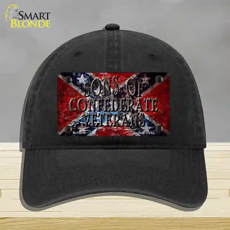 Sons Of Confederate Veterans Novelty License Plate Hat Unconstructed Cotton / Black