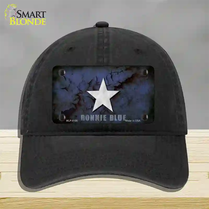 Bonnie Blue Star Novelty License Plate Hat Unconstructed Cotton / Black