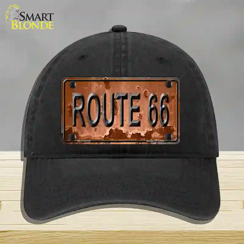 Route 66 Rusty Novelty License Plate Hat Unconstructed Cotton / Black