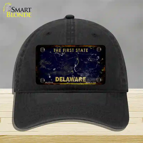 Delaware Rusty Blank Novelty License Plate Hat Unconstructed Cotton / Black