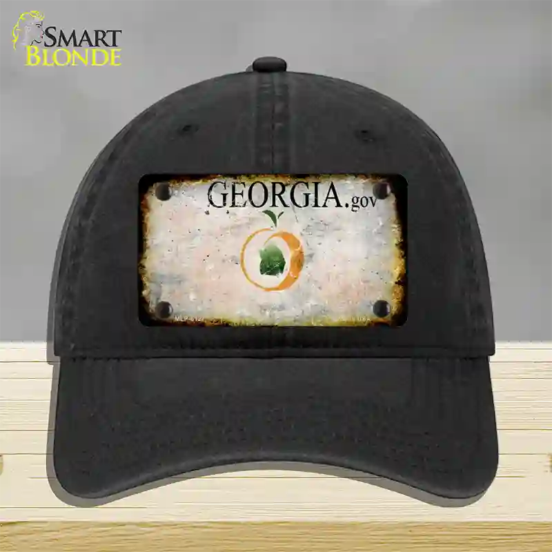 Georgia Rusty Blank Novelty License Plate Hat Unconstructed Cotton / Black