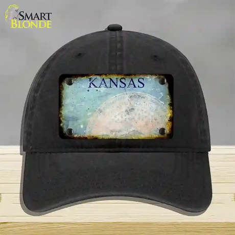 Kansas Rusty Blank Novelty License Plate Hat Unconstructed Cotton / Black