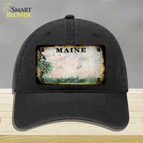 Maine Rusty Blank Novelty License Plate Hat Unconstructed Cotton / Black