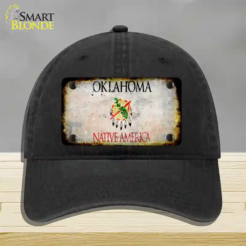 Oklahoma Rusty Blank Novelty License Plate Hat Unconstructed Cotton / Black