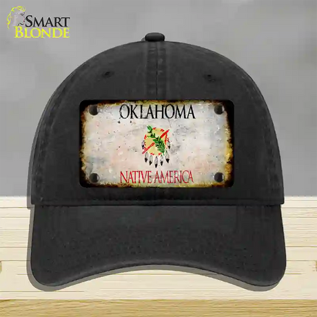 Oklahoma Rusty Blank Novelty License Plate Hat Unconstructed Cotton / Black