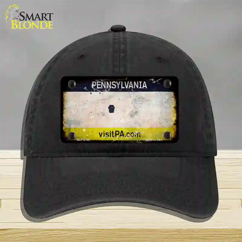 Pennsylvania Rusty Blank Novelty License Plate Hat Unconstructed Cotton / Black