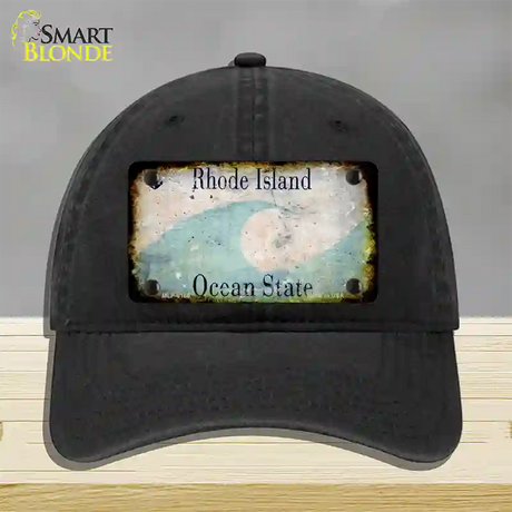 Rhode Island Rusty Blank Novelty License Plate Hat Unconstructed Cotton / Black