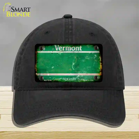 Vermont Rusty Blank Novelty License Plate Hat Unconstructed Cotton / Black