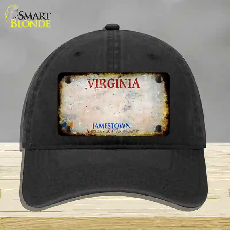 Virginia Rusty Blank Novelty License Plate Hat Unconstructed Cotton / Black