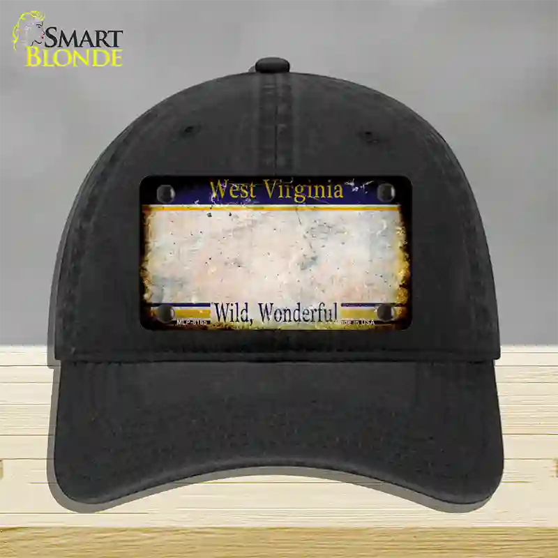 West Virginia Rusty Blank Novelty License Plate Hat Unconstructed Cotton / Black