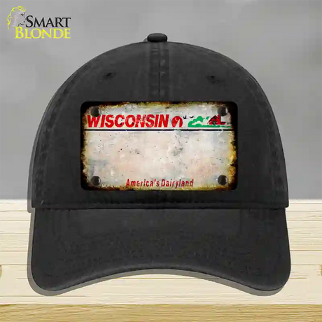 Wisconsin Rusty Blank Novelty License Plate Hat Unconstructed Cotton / Black