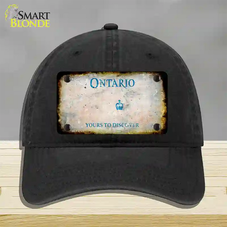 Ontario Canada Rusty Blank Novelty License Plate Hat Unconstructed Cotton / Black