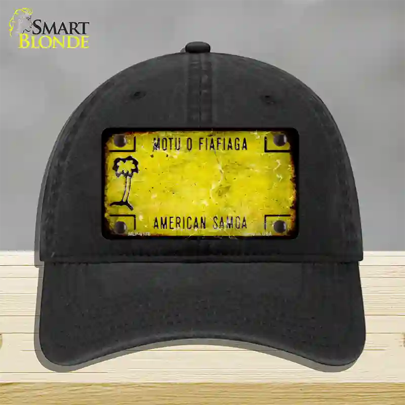 American Samoa Rusty Blank Novelty License Plate Hat Unconstructed Cotton / Black