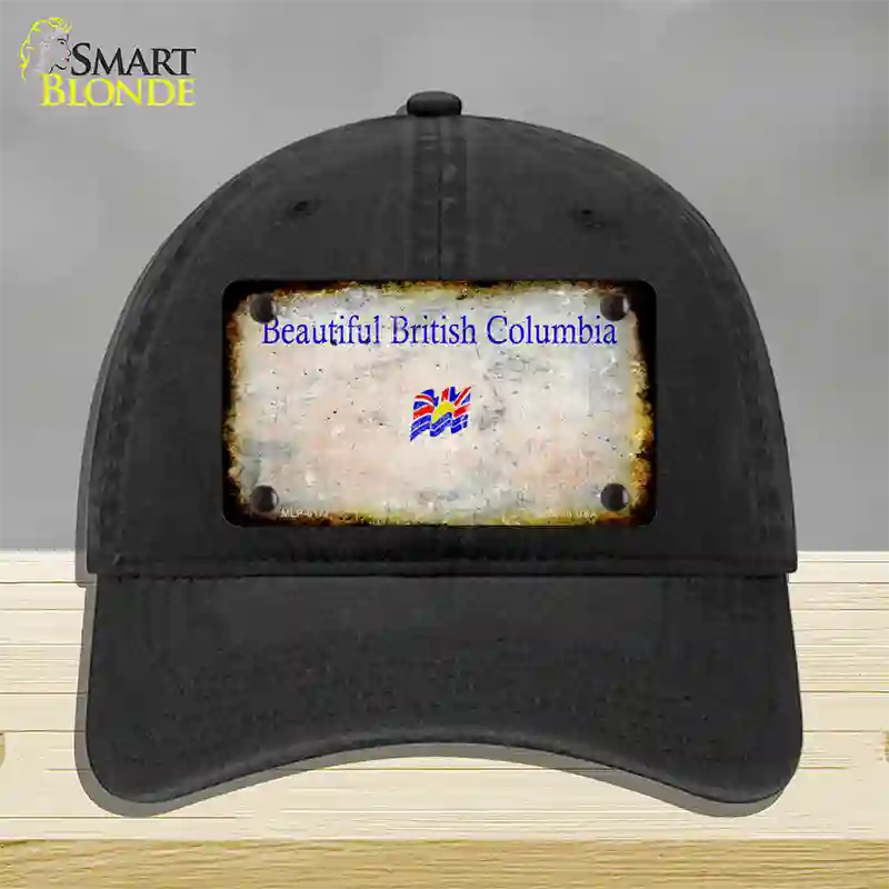 British Columbia Rusty Blank Novelty License Plate Hat Unconstructed Cotton / Black