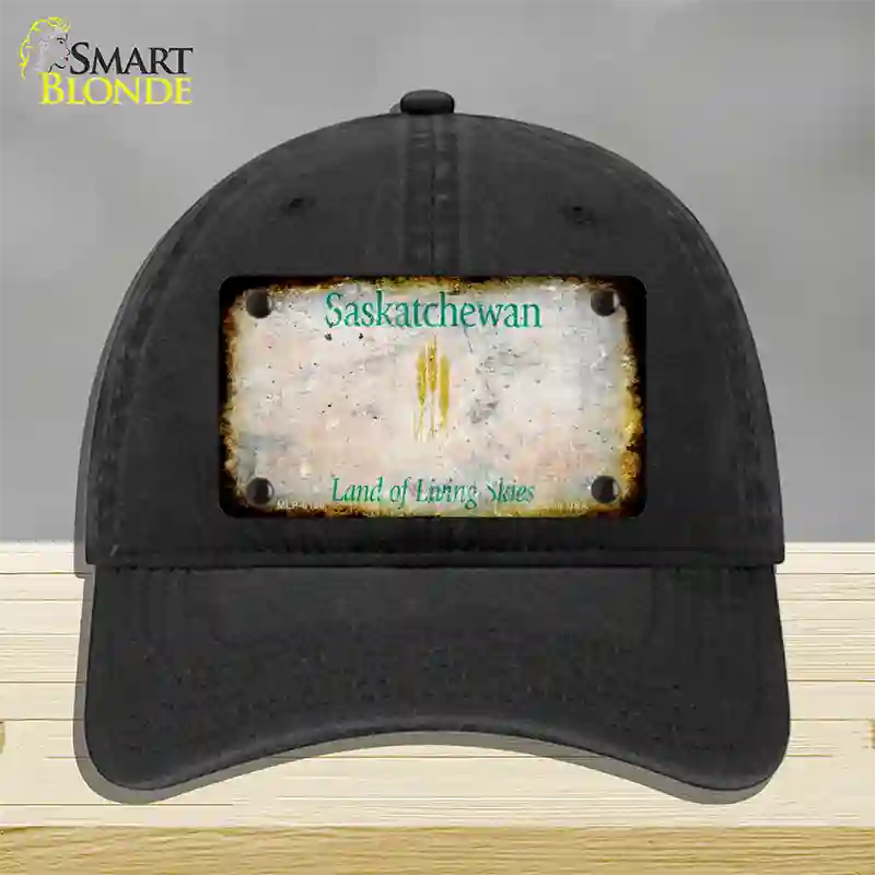 Saskatchewan Rusty Blank Novelty License Plate Hat Unconstructed Cotton / Black