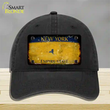 New York Yellow Rusty Blank Novelty License Plate Hat Unconstructed Cotton / Black