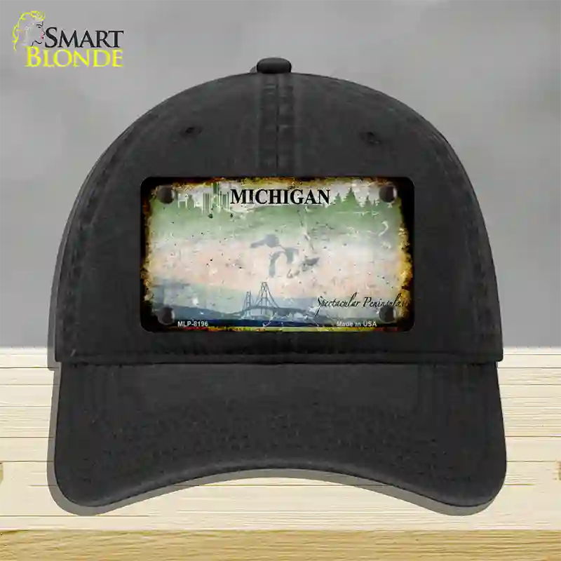 Michigan Rusty Blank Novelty License Plate Hat Unconstructed Cotton / Black