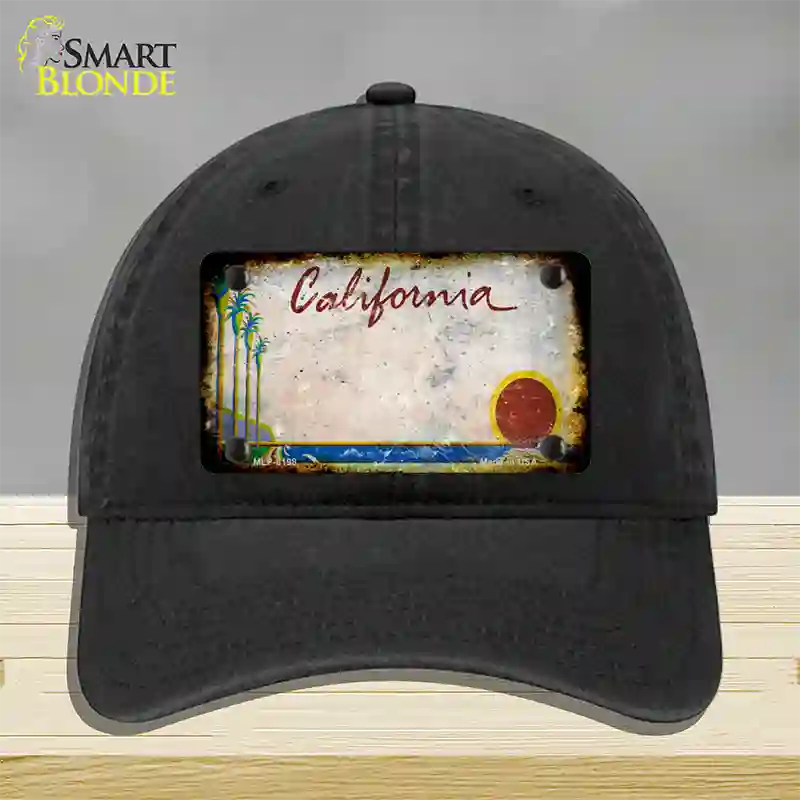 California Palm Tree Rusty Blank Novelty License Plate Hat Unconstructed Cotton / Black