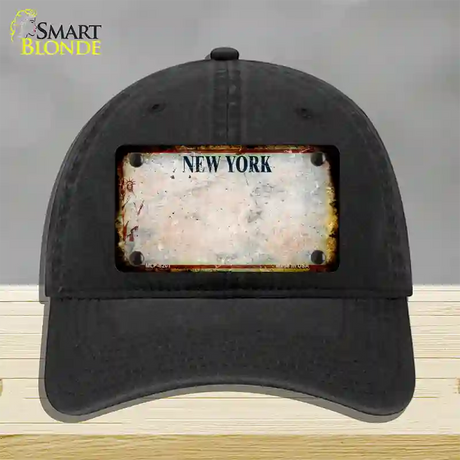 New York White Rusty Blank Novelty License Plate Hat Unconstructed Cotton / Black