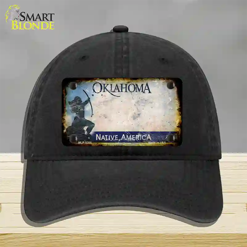 Oklahoma Arrow Rusty Blank Novelty License Plate Hat Unconstructed Cotton / Black