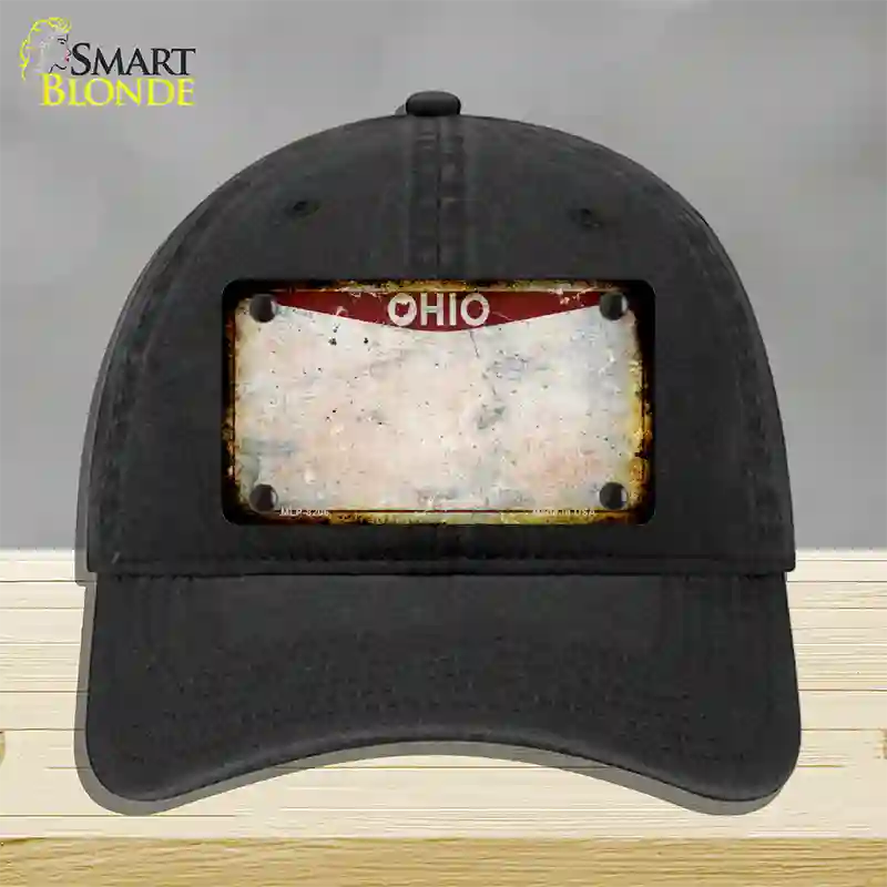 Ohio Rusty Blank Novelty License Plate Hat Unconstructed Cotton / Black