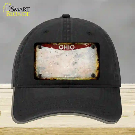 Ohio Rusty Blank Novelty License Plate Hat Unconstructed Cotton / Black