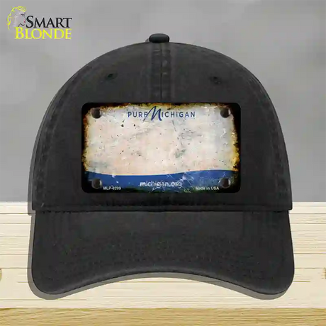 Pure Michigan Rusty Blank Novelty License Plate Hat Unconstructed Cotton / Black