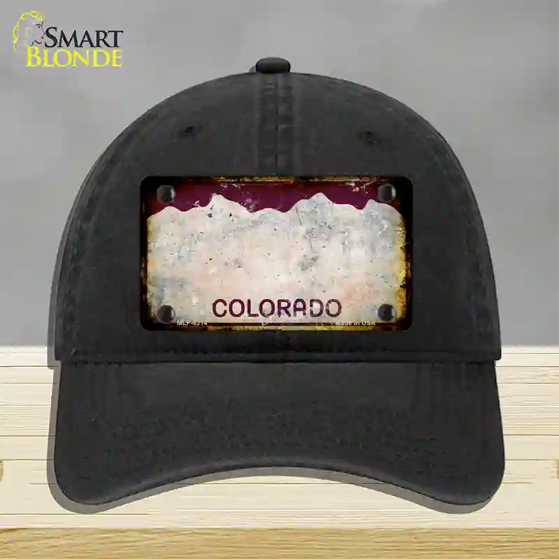 Colorado Red Rusty Blank Novelty License Plate Hat Unconstructed Cotton / Black