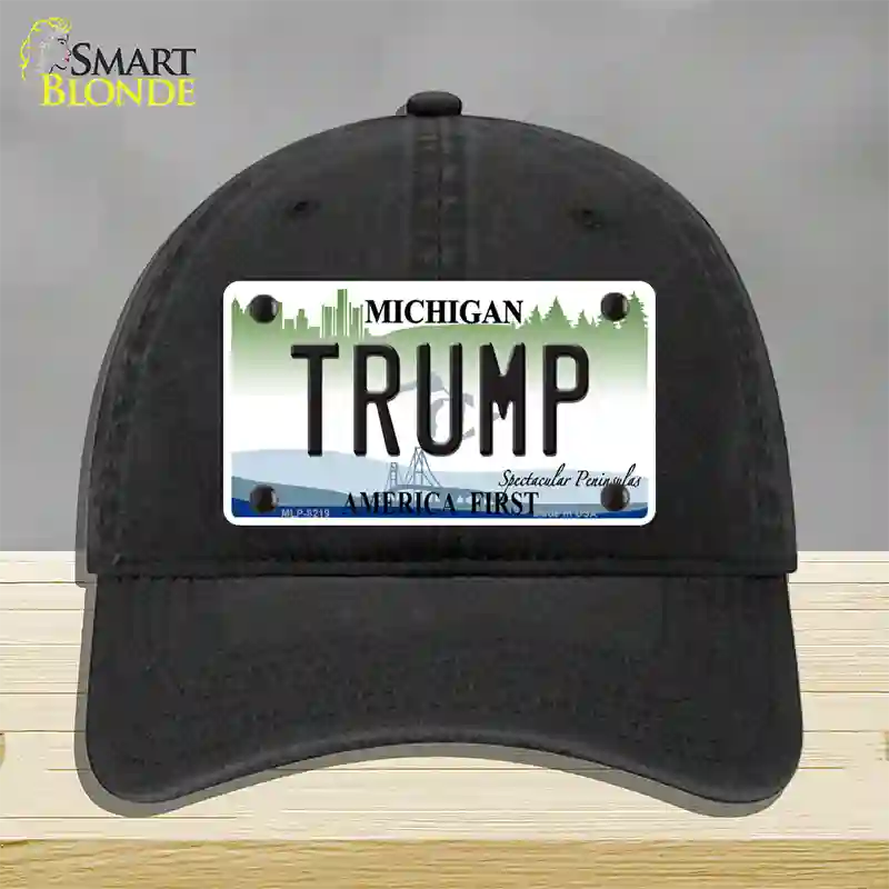 Trump Michigan Novelty License Plate Hat Unconstructed Cotton / Black