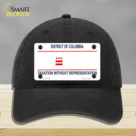 Taxation Without Representation Novelty License Plate Hat Unconstructed Cotton / Black