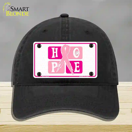 Hope Breast Cancer Ribbon Novelty License Plate Hat Unconstructed Cotton / Black