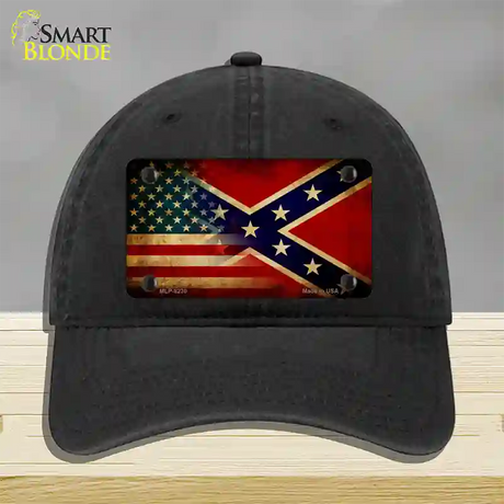 American Confederate Flag Novelty License Plate Hat Unconstructed Cotton / Black