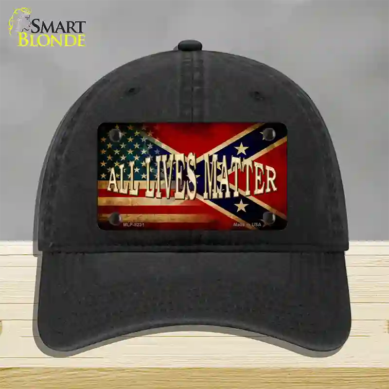 All Lives Matter Flag Novelty License Plate Hat Unconstructed Cotton / Black