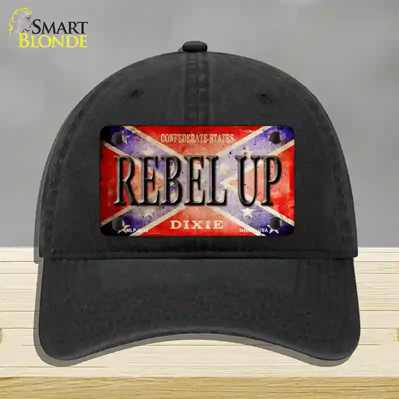 Rebel Up Novelty License Plate Hat Unconstructed Cotton / Black