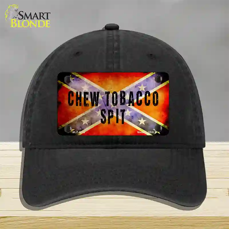 Chew Tobacco Spit Novelty License Plate Hat Unconstructed Cotton / Black