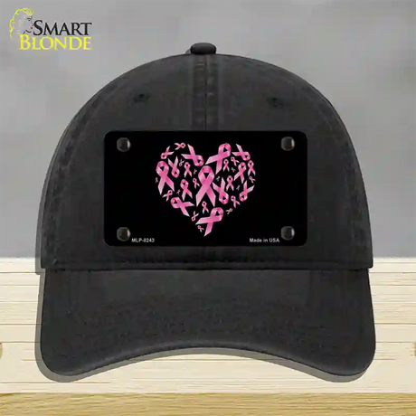 Pink Ribbons Novelty License Plate Hat Unconstructed Cotton / Black