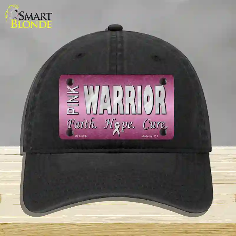 Pink Warrior Novelty License Plate Hat Unconstructed Cotton / Black