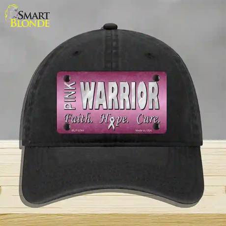 Pink Warrior Novelty License Plate Hat Unconstructed Cotton / Black