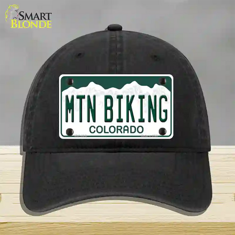 Mtn Biking Colorado Novelty License Plate Hat Unconstructed Cotton / Black