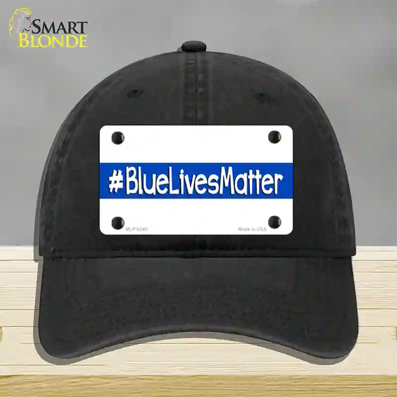 Blue Lives Matter Novelty License Plate Hat Unconstructed Cotton / Black