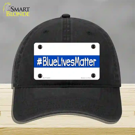 Blue Lives Matter Novelty License Plate Hat Unconstructed Cotton / Black