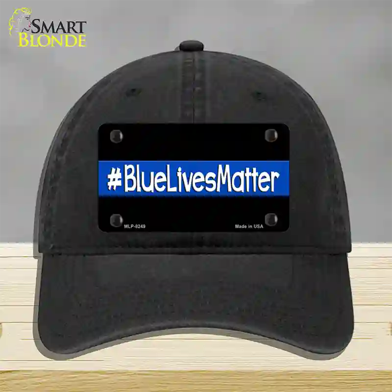 Blue Lives Matter Black Novelty License Plate Hat Unconstructed Cotton / Black