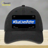 Blue Lives Matter Black Novelty License Plate Hat Unconstructed Cotton / Black