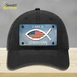 I Am A Christian Novelty License Plate Hat Unconstructed Cotton / Black