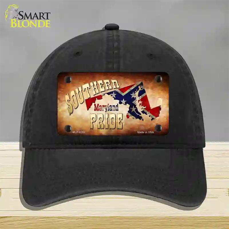 Southern Pride Maryland Novelty License Plate Hat Unconstructed Cotton / Black