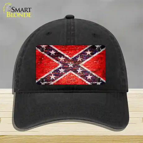 Rebel Flag Brick Wall Novelty License Plate Hat Unconstructed Cotton / Black