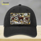 Deer On Camo Novelty License Plate Hat Unconstructed Cotton / Black