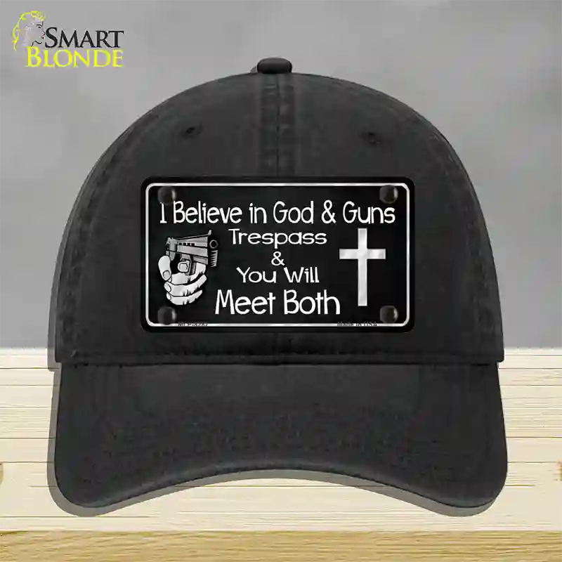 God And Guns Novelty License Plate Hat Unconstructed Cotton / Black