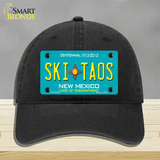 Ski Taos Teal New Mexico Novelty License Plate Hat Unconstructed Cotton / Black