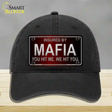 Insured By Mafia Novelty License Plate Hat Unconstructed Cotton / Black